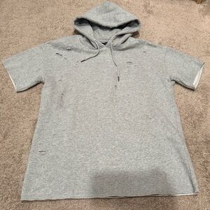PacSun Heather Gray Short Sleeve Hoodie with Drawstring Hood
